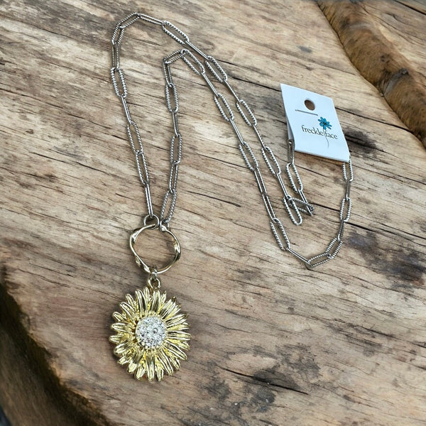 Sunflower Paperclip Necklace