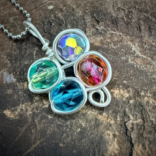 Rainbow Garden Crystal Cluster Necklace