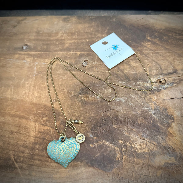 Antique Patina Heart Necklace