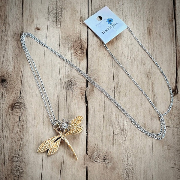 Gold Dragonfly Necklace