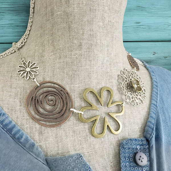 Flower Bib Statement Necklace