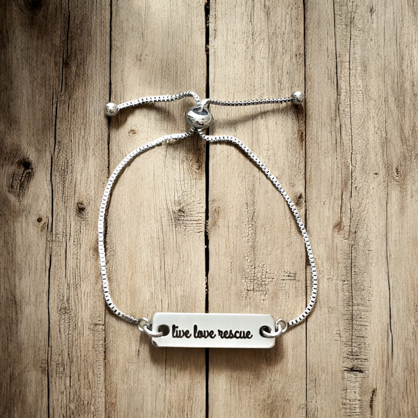 Live Love Rescue - Adjustable Bracelet - Stainless Steel - Pet Lover Gift