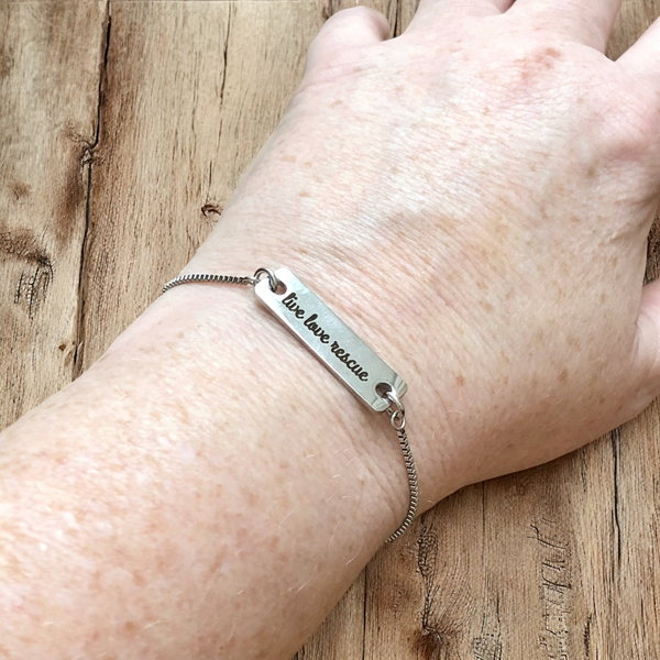 Live Love Rescue - Adjustable Bracelet - Stainless Steel - Pet Lover Gift