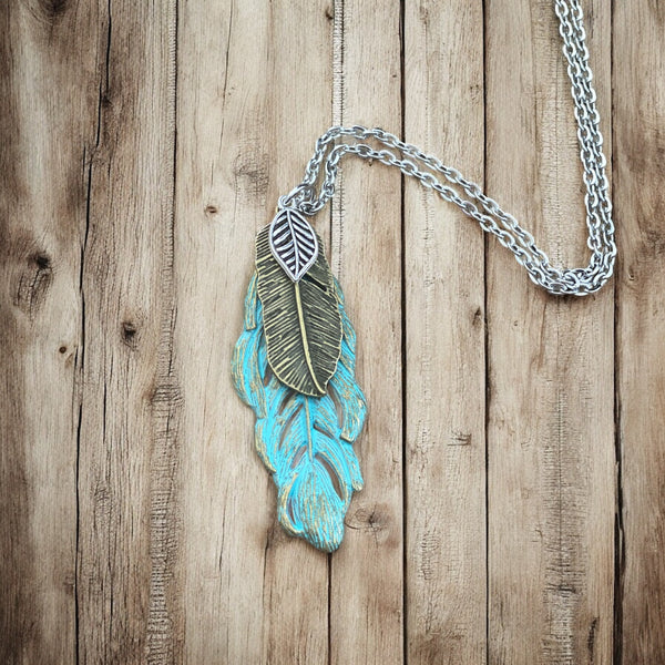 Patina Feather Necklace