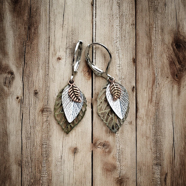 Layered Leaf Earrings