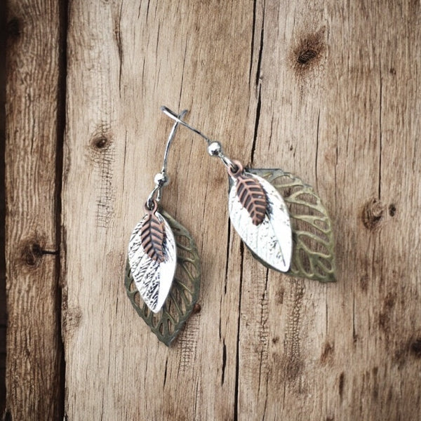 Layered Leaf Earrings