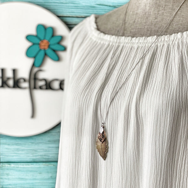 Antique Brass Feather Necklace