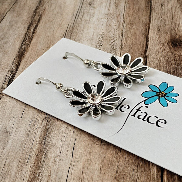 Black Flower Bling earrings