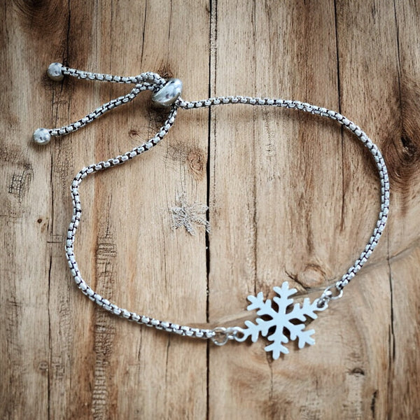 Adjustable Bracelet - Silver Snowflake