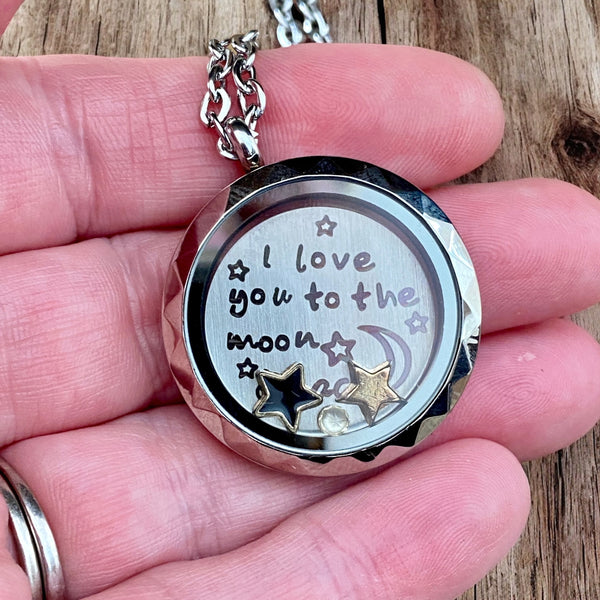 Glass Locket Love You to the Moon and Back Necklace