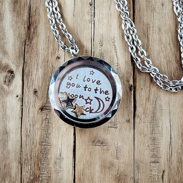 Glass Locket Love You to the Moon and Back Necklace