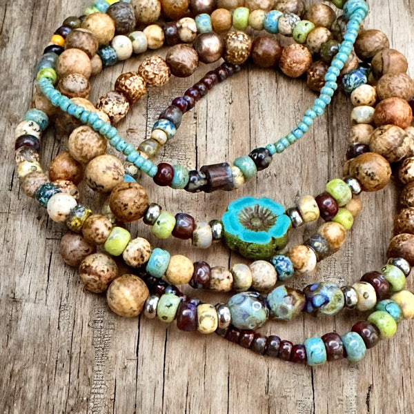 Boho Beaded Bracelet Stack Set