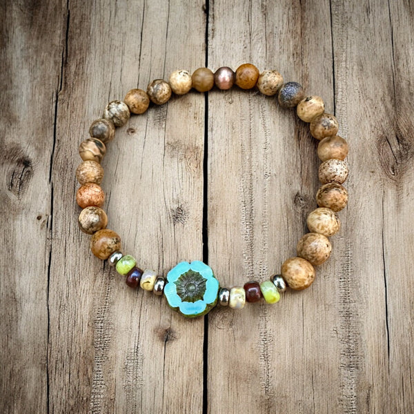Turquoise Bloom Beaded Bracelet