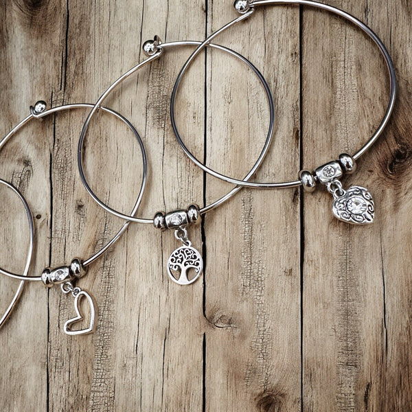 Simple Charm Bangle Bracelet