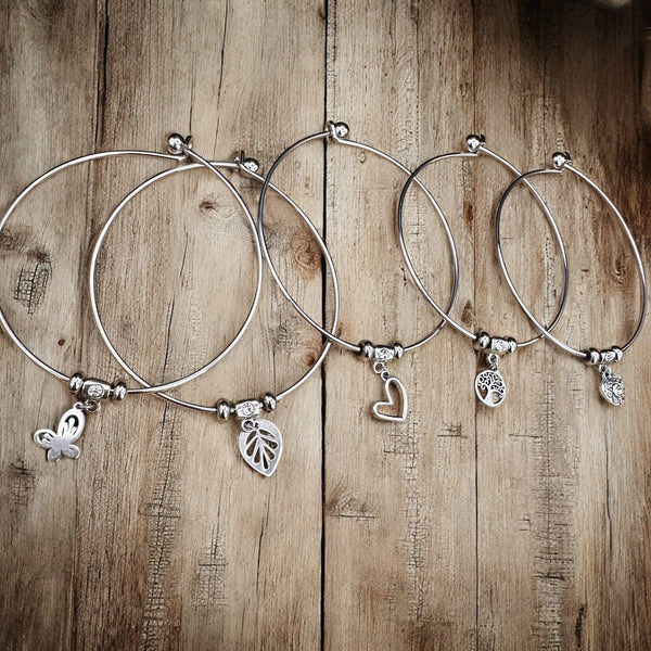 Simple Charm Bangle Bracelet