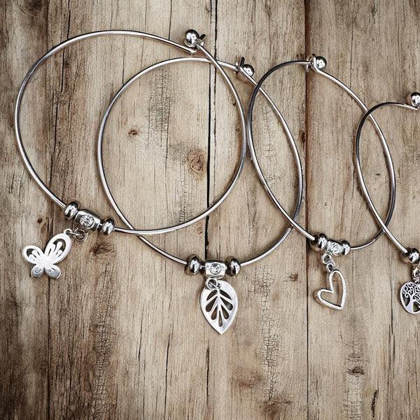 Simple Charm Bangle Bracelet