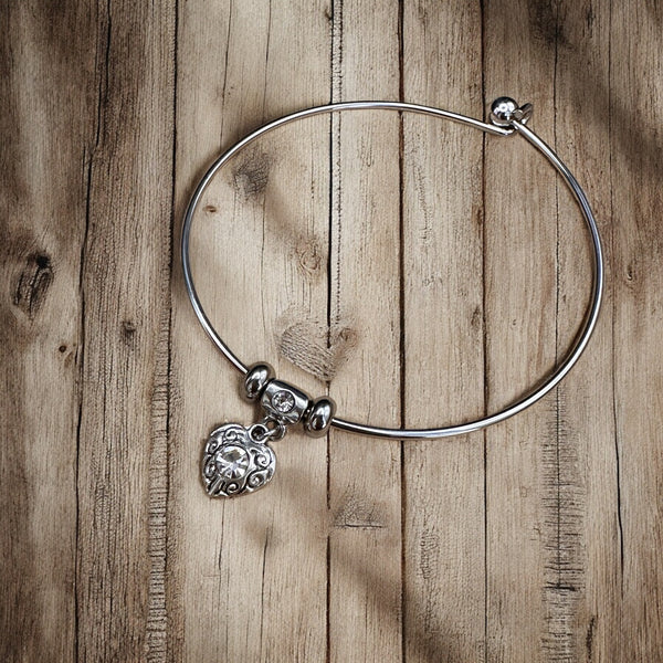 Simple Charm Bangle Bracelet