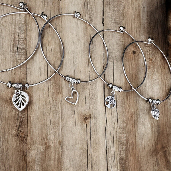 Simple Charm Bangle Bracelet