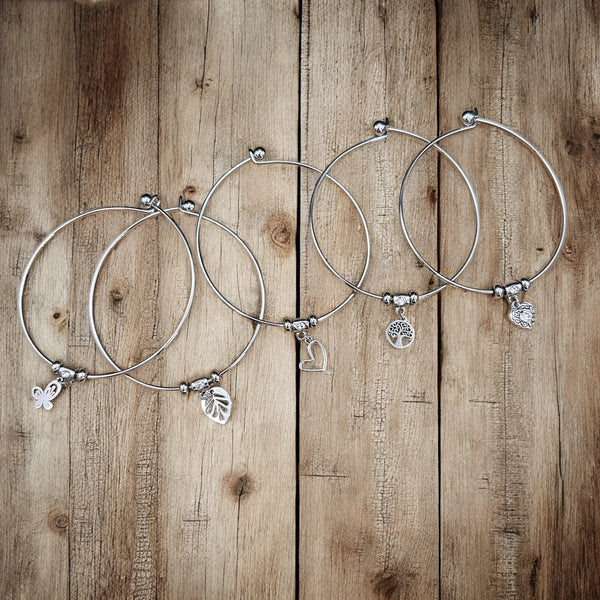 Simple Charm Bangle Bracelet