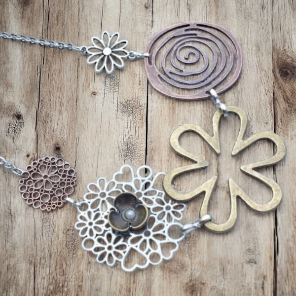 Flower Bib Statement Necklace