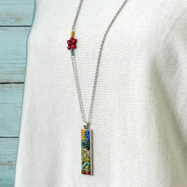 OOAK Mosaic Necklace - Rectangle - M3822