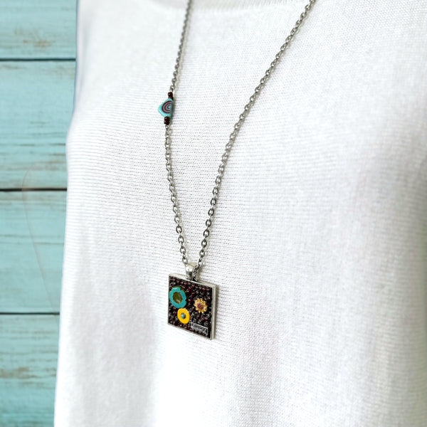 OOAK Mosaic Necklace - Square - M3604
