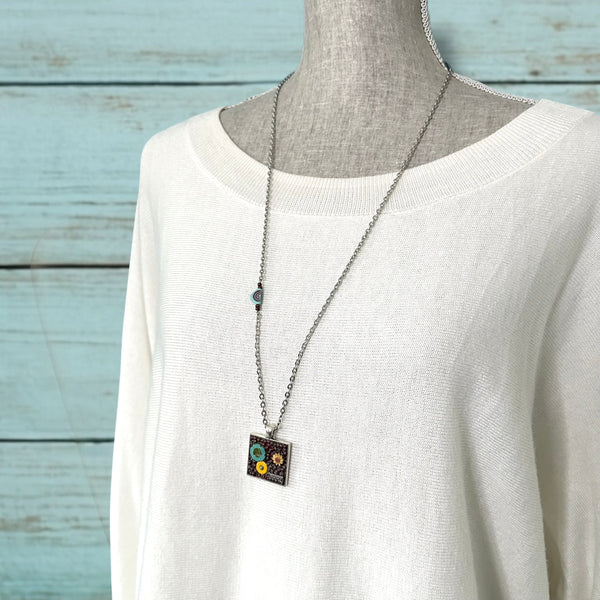 OOAK Mosaic Necklace - Square - M3604