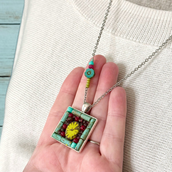 OOAK Mosaic Necklaces - Square - M3609