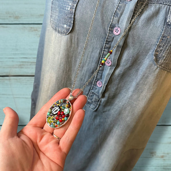 OOAK Mosaic Necklace - Oval - M3903