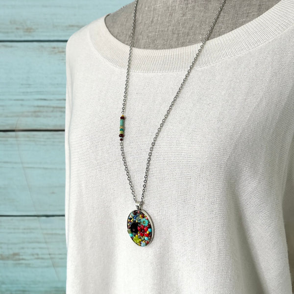 OOAK Mosaic Necklace - Oval - M3903