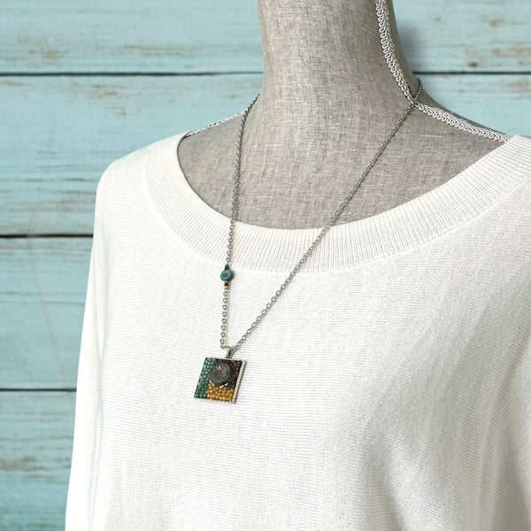 OOAK Mosaic Necklace - Square - M3608