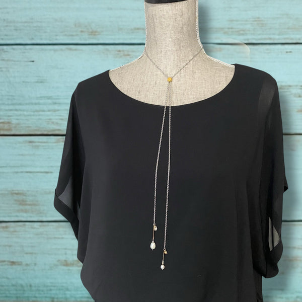 Adjustable Dainty Gold & Pearl Necklace