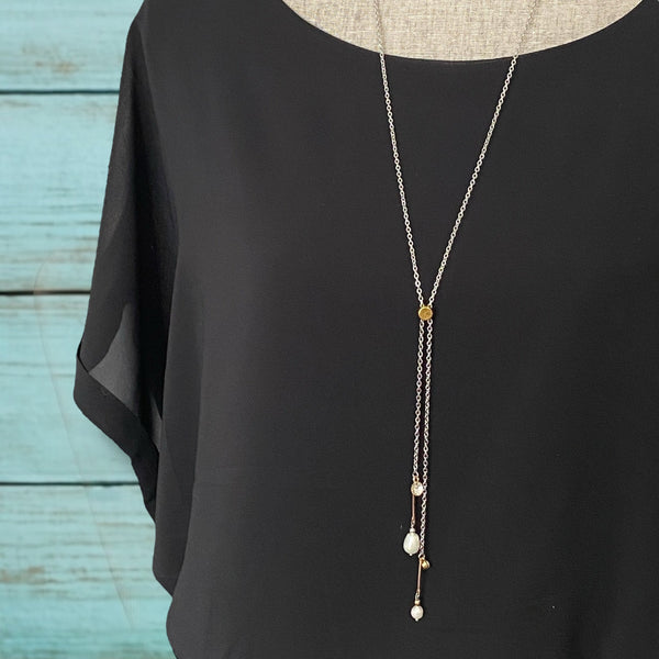 Adjustable Dainty Gold & Pearl Necklace