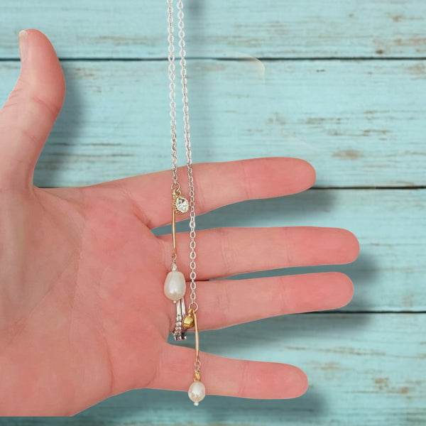 Adjustable Dainty Gold & Pearl Necklace