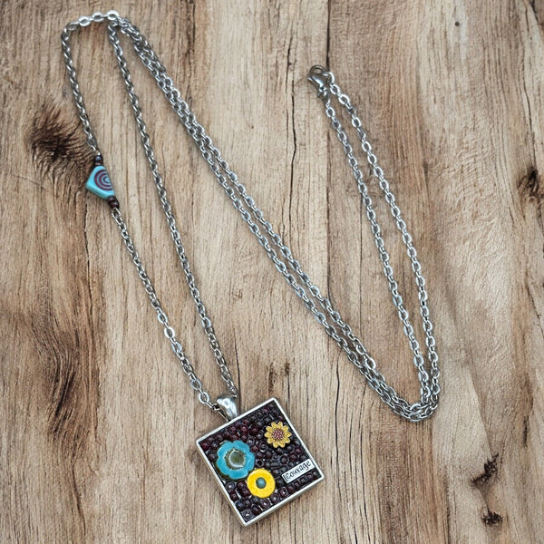 OOAK Mosaic Necklace - Square - M3604