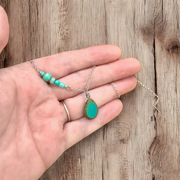 Teal Teardrop Adjustable Necklace
