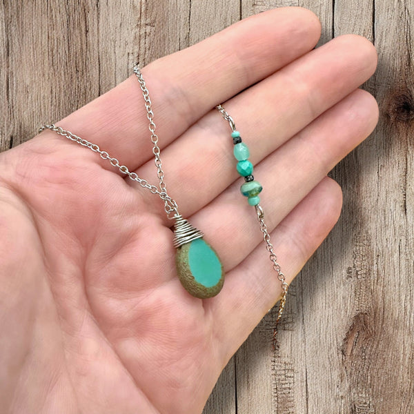 Teal Teardrop Adjustable Necklace