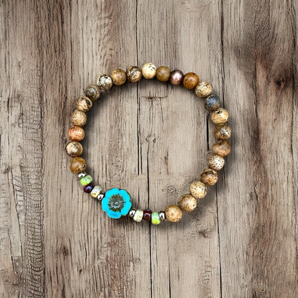 Turquoise Bloom Beaded Bracelet