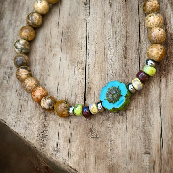 Turquoise Bloom Beaded Bracelet