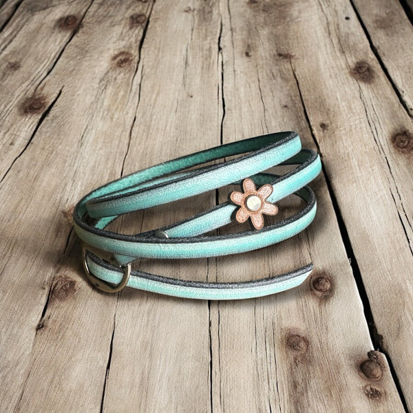 Leather Wrap Bracelets - Boho Style, Unisex Fit, Floral Detail, One Size Adjustable