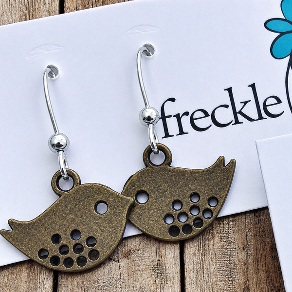 Bird Silhouette Hook Earrings – Lightweight, Hypoallergenic Nature Jewelry