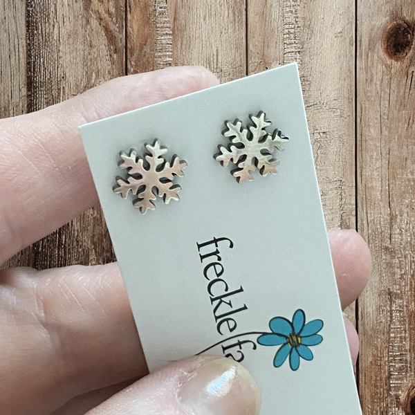 Stainless Steel Snowflake Stud Earrings
