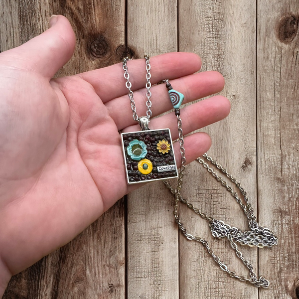 OOAK Mosaic Necklace - Square - M3604
