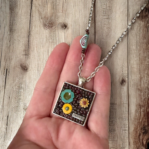 OOAK Mosaic Necklace - Square - M3604