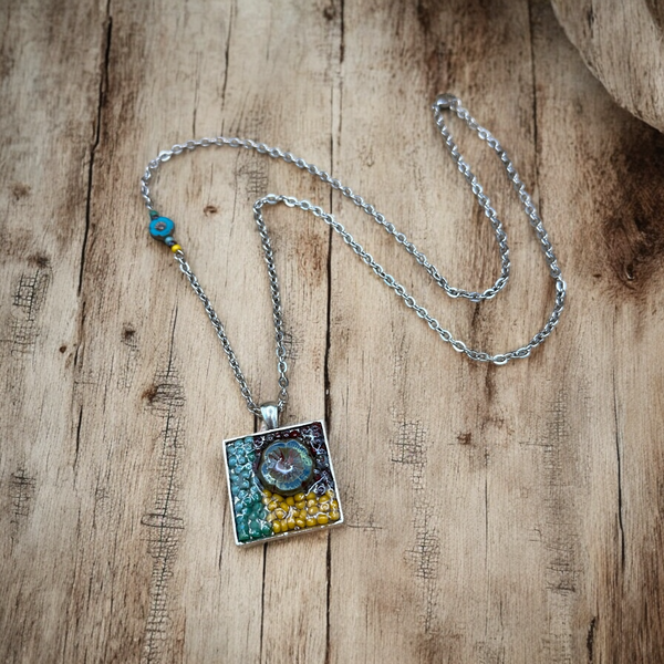 OOAK Mosaic Necklace - Square - M3608