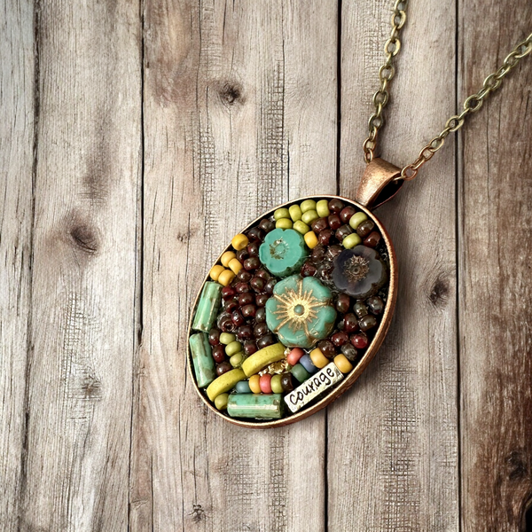 OOAK Mosaic Necklace - Oval - M3940