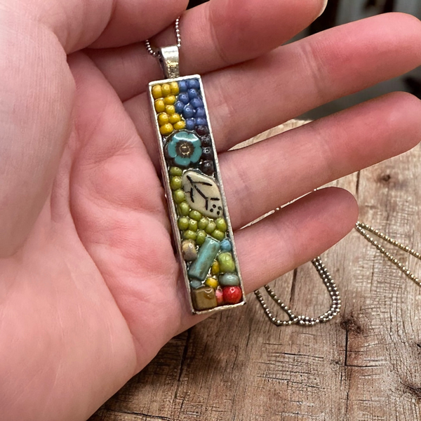 OOAK Mosaic Necklace - Rectangle - M3822