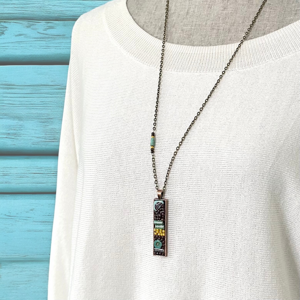 OOAK Mosaic Necklace - Square - Courage - M3920