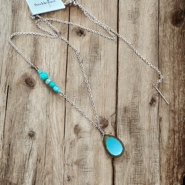 Teal Teardrop Adjustable Necklace