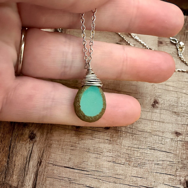 Teal Teardrop Adjustable Necklace